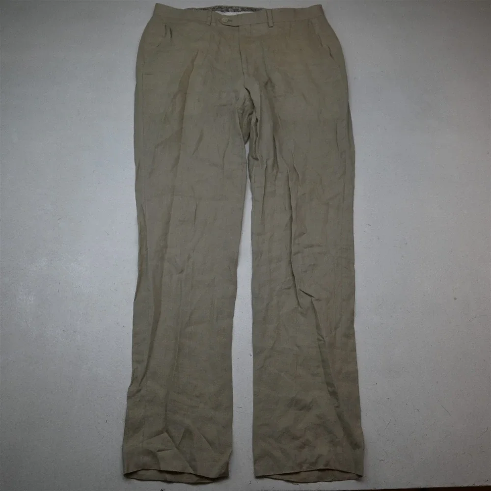 Lauren Ralph Lauren 34x34 Beige Khaki 100% Linen Straight Dress Mens Pants